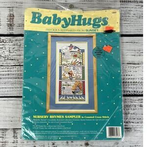 Vintage Counted Cross Stitch Baby Hugs Nursery Rhymes Sampler Jack & Jill